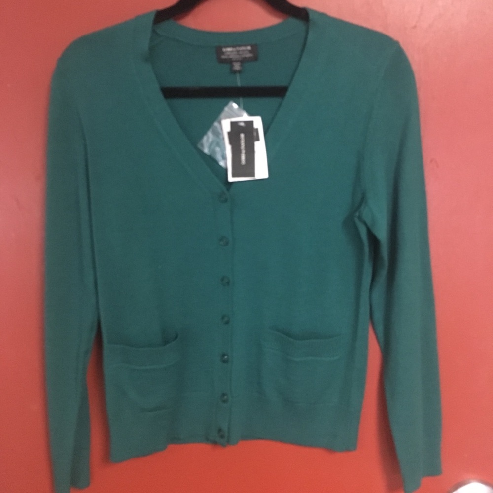 Cashmere green button down cardigan